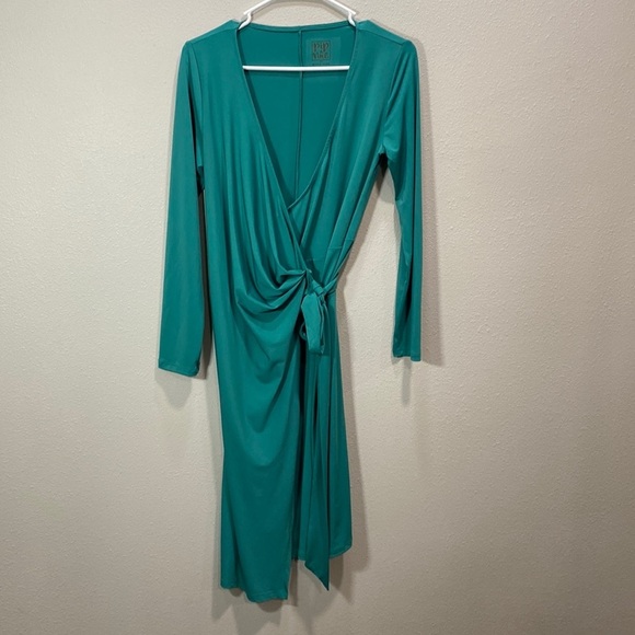 Pip&Vine By Rosie Pope Maternity Green Long Sleeve Wrap Dress - Picture 4 of 11